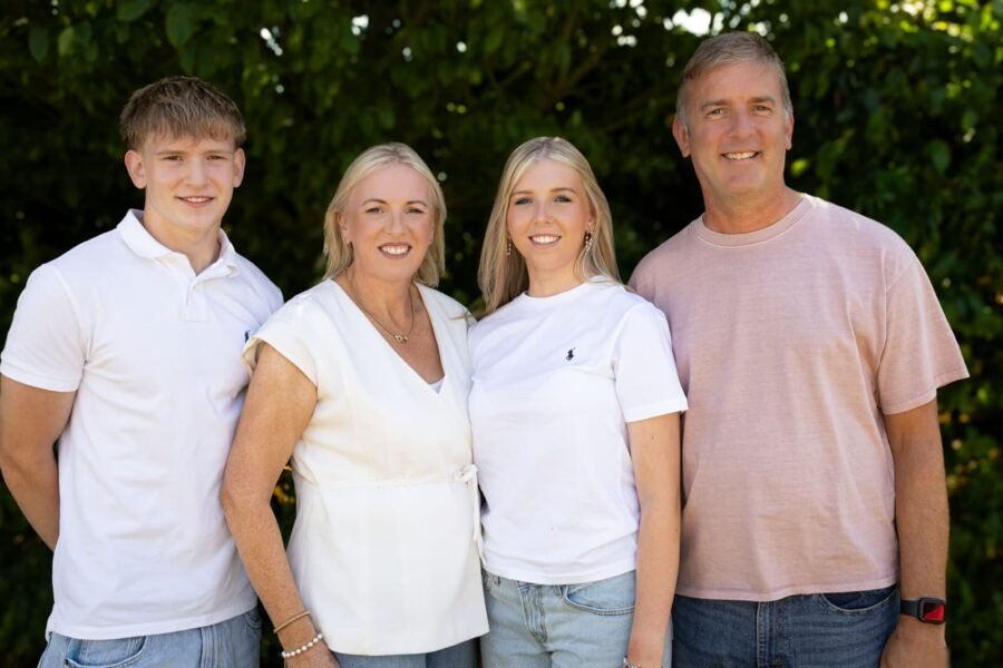 An extended family together outdoors